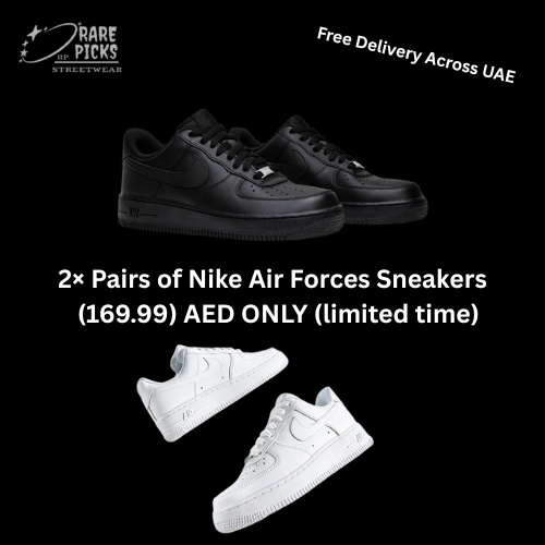 2× Pairs of Nike Air Force 1 – White & Black